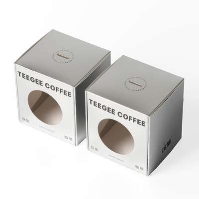 Buy Square Paperboard Auto Lock Coffee Packaging Box With Cycle Window Custom Thickness online manufacture