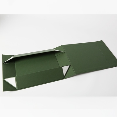 Cardboard Folding Magnetic Packaging Box , Green Magnetic Gift Box Custom Printing
