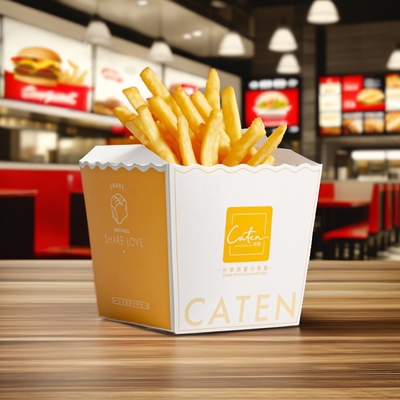 Disposable Food Coated Paper Takeaway Box With Ribbon For Hamburger Packaging