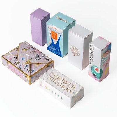 Customized Square Paperboard Anto Tuck End Bottom Box For Eyelas Packaging Purple Color