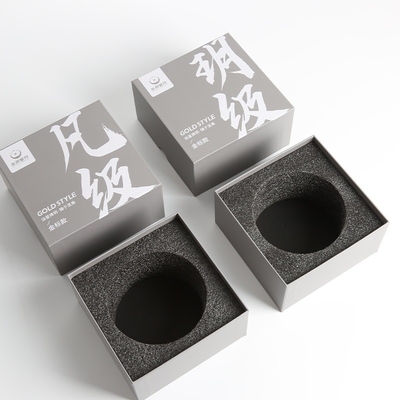 Custom Printed High End Grey Board Jewelry Boxes with Gold Foil and Sponge Lining